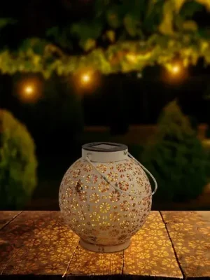 LED solární lampa 52854, bílá, kov, 20 cm, IP44, sada 2 ks Hit Sezóny