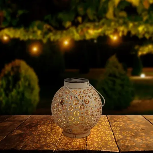 LED solární lampa 52854, bílá, kov, 20 cm, IP44, sada 2 ks Hit Sezóny