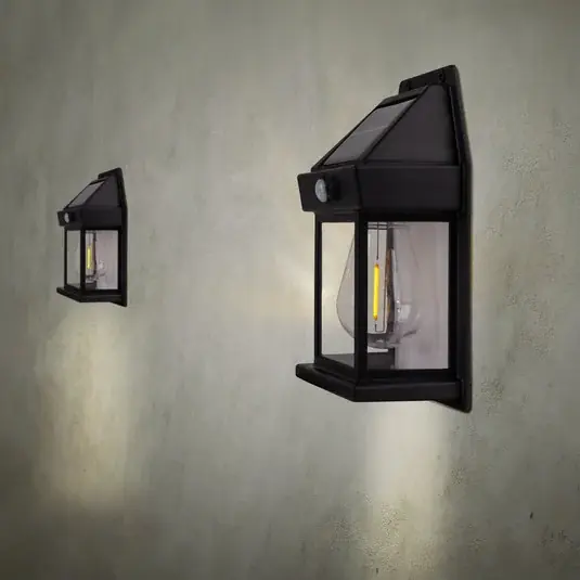 LED solární venkovní nástěnné svítidlo Mira, senzor, černé, sada 2 ks IP44 Akční Nabídka