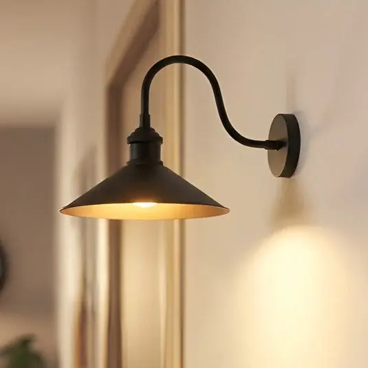 Akční Nabídka Nástěnné svítidlo Christer, černé, šířka 24 cm, kov, E27