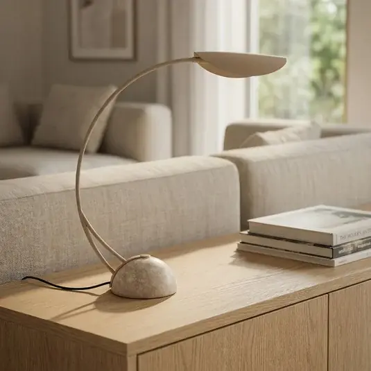 Sezónní Sleva Lucande stolní lampa Rivera, béžová, kov, kámen, 51 cm, G9