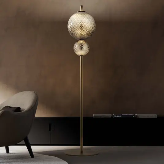 Cenová Bomba OLEV LED stojací lampa TERRA&LUNA, hnědá, kov/sklo 184 cm 927