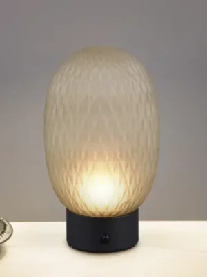 LED stolní lampa Facette, zelená, USB, sklo, Levný