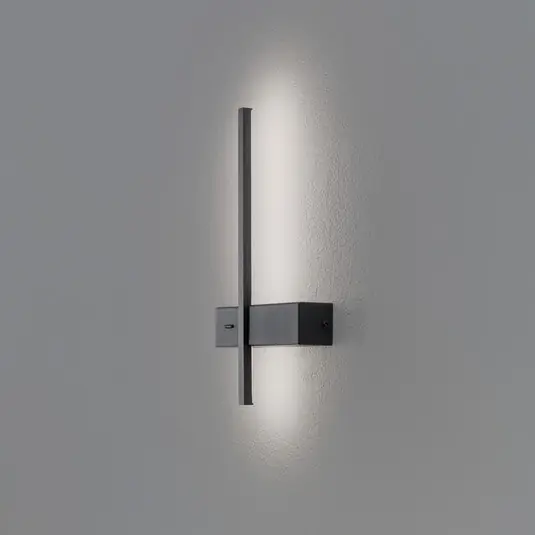 LED nástěnné světlo Vision, výška 30 cm, kov, černé, 3 000 K Ověřený