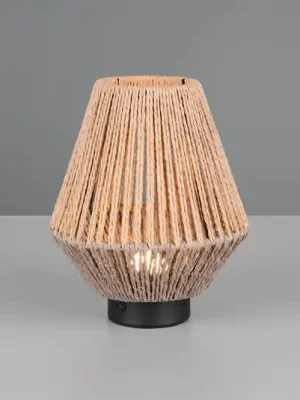 Cenový Hit LED stolní lampa Lira, hnědá, papírová šňůra, výška 22 cm