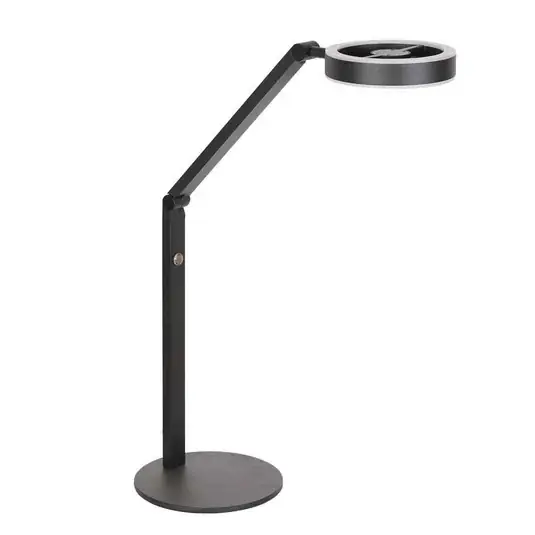 Značkový LED stolní lampa Ringlux, černá, kov, nastavitelná