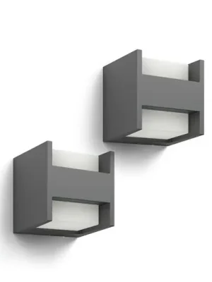 Výprodej Philips LED venkovní nástěnné svítidlo Arbour, 2-flg., 2 ks, 2 700 K