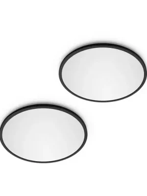Philips LED SuperSlim, sada 2 ks, černá, IP44, Ø 30 cm, 2 700 K Sleva