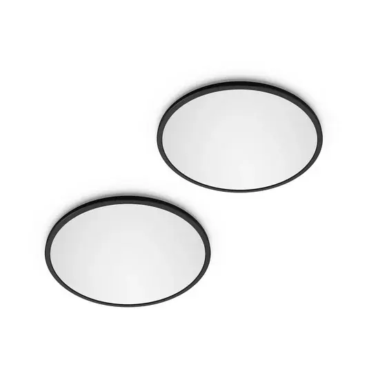 Philips LED SuperSlim, sada 2 ks, černá, IP44, Ø 30 cm, 2 700 K Sleva