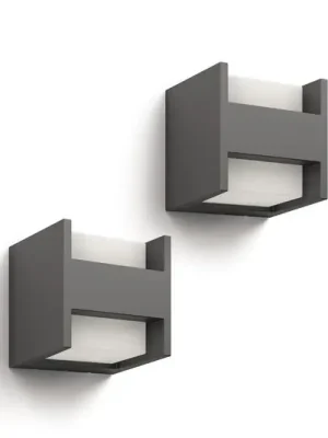 Dokud Zásoby Vydrží Philips LED venkovní nástěnné svítidlo Arbour UE, sada 2 ks, 2-ramenné, 2700 K