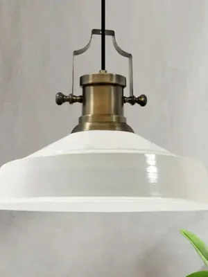 Závěsné svítidlo Augusta, bílé, Ø 40 cm, kov, E27, vintage Nejlepší Volba