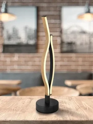 LED stolní lampa Geronimo, výška 47 cm, černá/dřevěný vzhled Přímo Od Výrobce