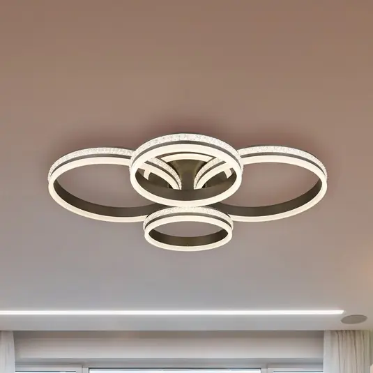 Aktuální LED stropní svítidlo Grouni, délka 85 cm, titanová barva, CCT