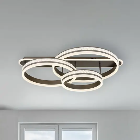 LED stropní svítidlo Grouni, délka 80 cm, titanová barva, CCT kov Finální Výprodej