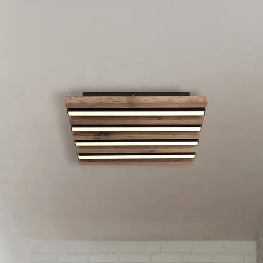 LED stropní svítidlo Hayden, délka 30 cm, černá/tmavé dřevo Značkový