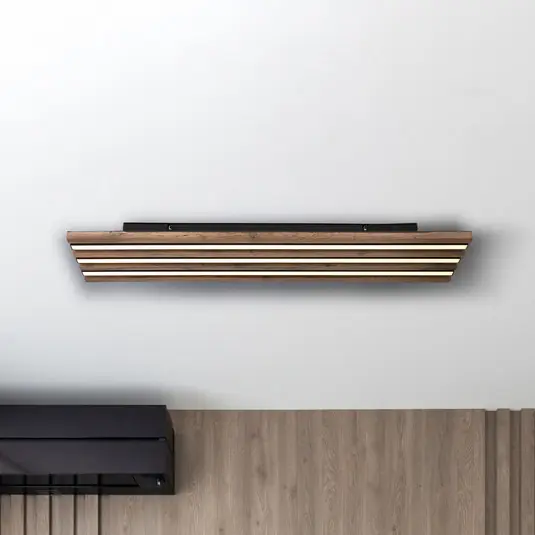 Nová Kolekce LED stropní svítidlo Hayden, délka 80 cm, černá/tmavé dřevo