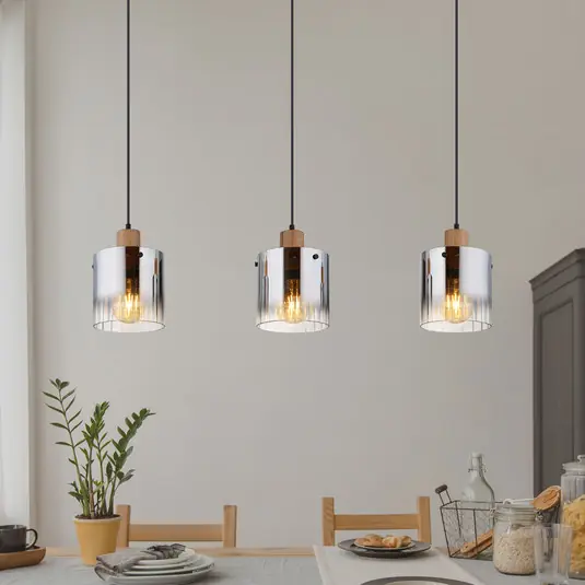 Jen Po Omezenou Doba Závěsné světlo Underwood, délka 100 cm, hnědá/kouřově šedá, MDF