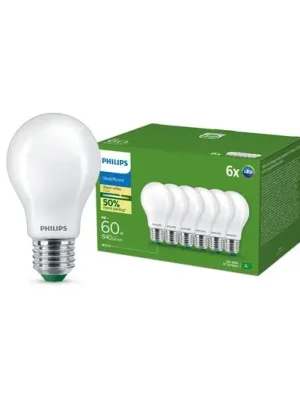 Philips E27 LED žárovka A60 4W 840lm 2700K opálová 6 ks balení Levný