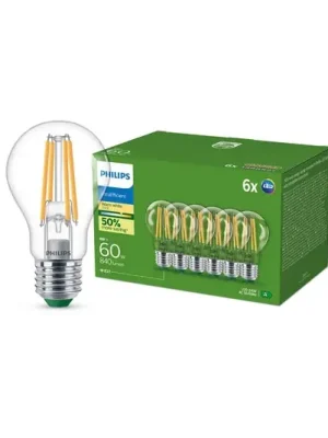 Philips E27 LED žárovka A60 4W 840lm 2700K filament 6 ks balení Kup Teď