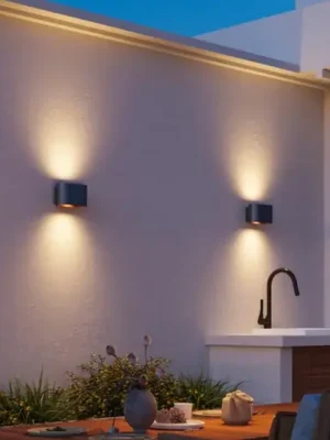 Calex LED venkovní nástěnné svítidlo Potenza up/down, IP44, černá/zlatá Nízká Cena