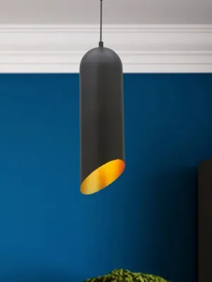 Závěsné svítidlo Kerina, černé, Ø 12 cm, kov, E27 Oblíbený