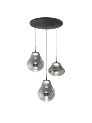 LED závěsné světlo Deva, 3-bodové, Ø 50 cm, šedé, CCT, stmívatelné Nízká Cena