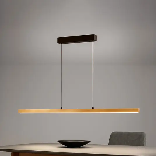 Závěsné světlo LED Shine-Wood, délka 141 cm, dub/černá CCT Tovární Cena