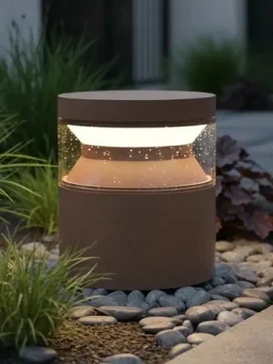 Sezónní Sleva Ideal Lux LED podlahová lampa Boeing, kávově hnědá, výška 15 cm