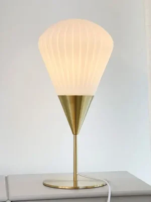 Stolní lampa Dyberg Larsen Ballon, bílá/mosazná, 46 cm Cenový Hit
