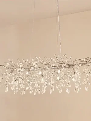 Speciální Cena Lucande závěsné světlo Bellora, 101 cm, nerezová ocel, křišťál