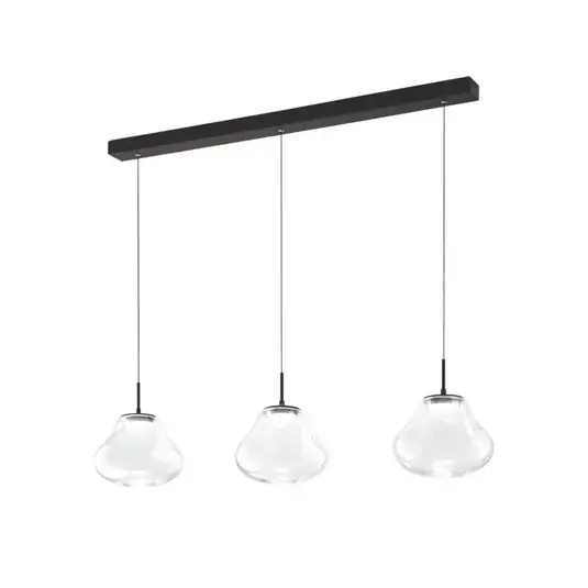 LED závěsné světlo Deva, 3-bodové, 115 cm, čiré, CCT, stmívatelné Víkendová Akce