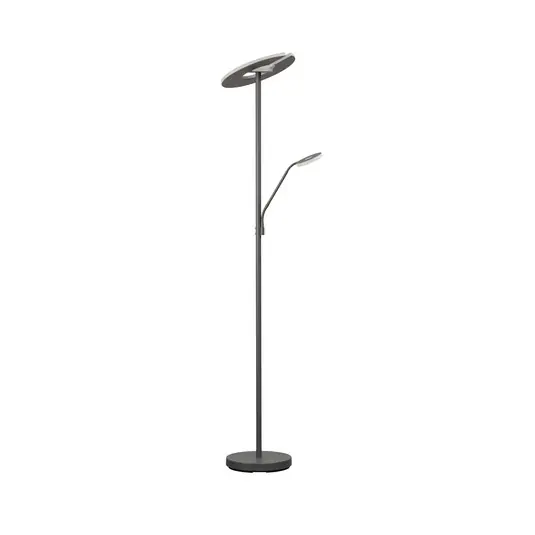 LED stojací lampa Dent, pískově šedá, 180 cm, kov, CCT, 2-flg. Levný