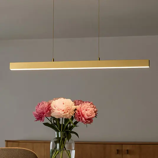 Expresní Doručení Závěsné světlo LED Vayana, délka 190 cm, písková barva, kov, CCT