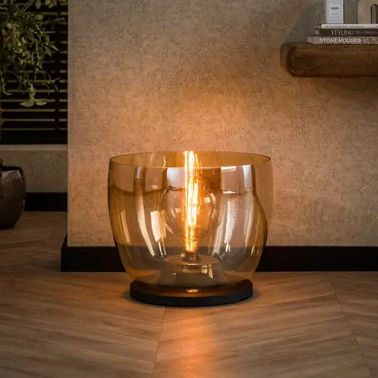 Top Prodej Stolní lampa Kopje, výška 41 cm, jantarová, sklo, E27