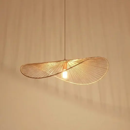 Autentický Lindby závěsné světlo Valdorin, béžové, papír, délka 75 cm