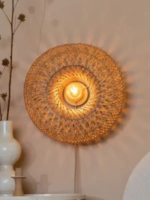 GOOD & MOJO nástěnné světlo Arizona, přírodní, Ø 50 cm bambusová zástrčka Akční Cena