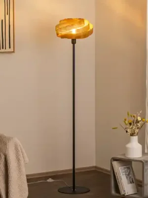Stojací lampa Vento, černá/zlatá, kov, Ø 40 cm, E27 Sleva