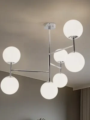 Jen Po Omezenou Doba Stropní světlo Korek, chrom/bílá, sklo, 75 cm, 7-bodové, E14