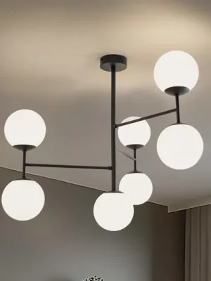 Stropní světlo Korek, černá/bílá, sklo, 75 cm, 7 žárovek, E14 Nová Kolekce