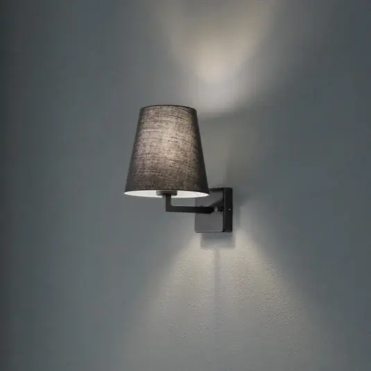 Nástěnné světlo Profil, černé, kov/látka, výška 30 cm Oblíbený
