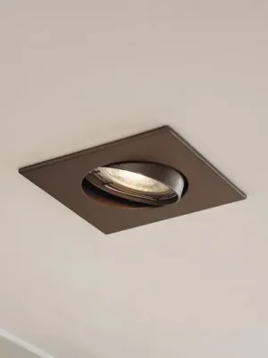 Zlevněný PRIOS vestavné svítidlo Fibur, matná bronzová, 9 cm, GU10