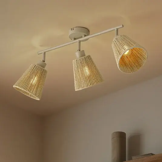 Nejlepší Volba Stropní bodové světlo Lindby Anuva, 72 cm, 3 žárovky, béžové, papírové