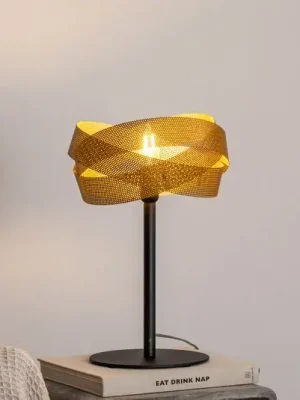 Stolní lampa Tornado, černá/zlatá, kov, Ø 26 cm, E14 Nová Kolekce