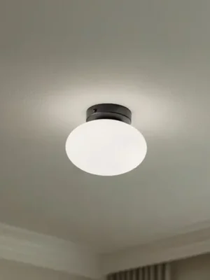 Značkový Stropní světlo Ufo, černé/bílé, Ø 18 cm, sklo, G9