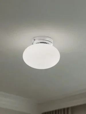 Novinka Stropní světlo Ufo, chrom/bílá, Ø 18 cm, sklo, G9