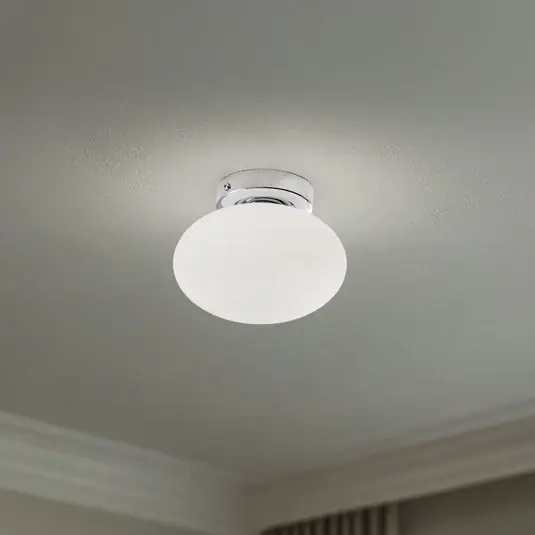 Novinka Stropní světlo Ufo, chrom/bílá, Ø 18 cm, sklo, G9