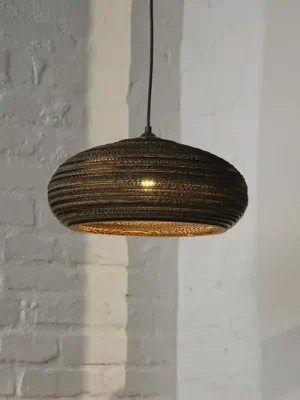 Závěsné světlo OSRAM DROP, hnědé, Ø 40 cm, vlnitá lepenka, E27 Výprodej