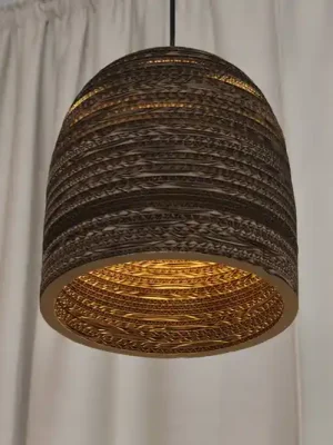 Zlevněný Závěsné světlo OSRAM BALL BELL, hnědé, Ø 26 cm, vlnitá lepenka, E27