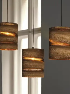 Závěsné světlo OSRAM CYLINDER, 3-ramenné, hnědá, Ø 20 cm, vlnité lepenky Cenový Hit
