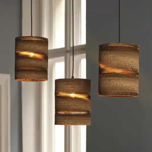 Závěsné světlo OSRAM CYLINDER, 3-ramenné, hnědá, Ø 20 cm, vlnité lepenky Cenový Hit